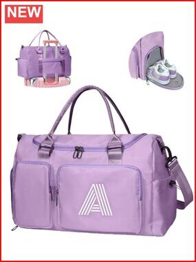 Personalized Initial Duffel Bag with Shoe Compartment, Travel Gym Weekender